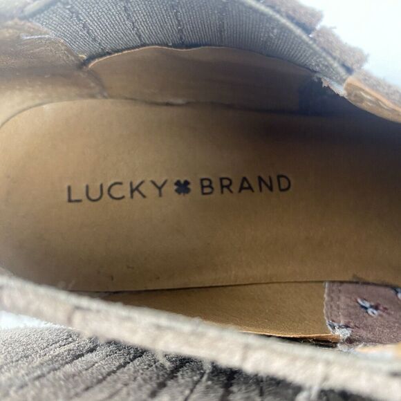 Lucky Brand Ankle Boot, Women's Folley Light Taupe Suede Leather Ankle Boot Sz 9 - Picture 8 of 16